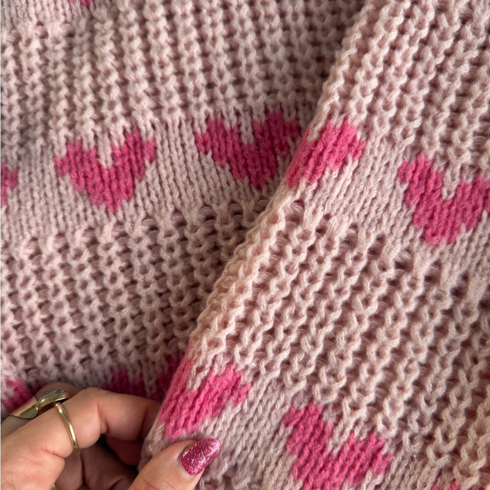 Pink Heart Pattern Sweater - Picture 3 of 3